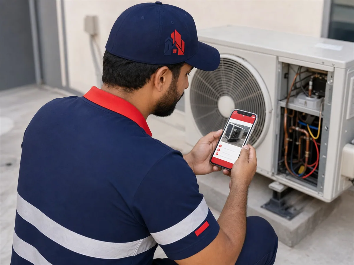 A CESPRO technician photo-logging completed work in the app